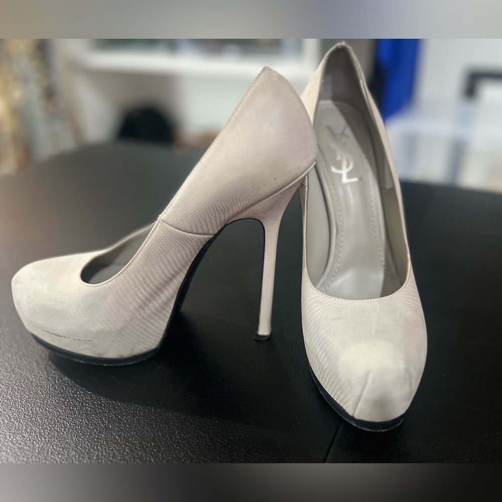 YSL Taupe 5 inch heels size 8